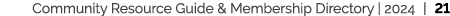 Community Resource Guide & Membership Directory | 2024 | 21